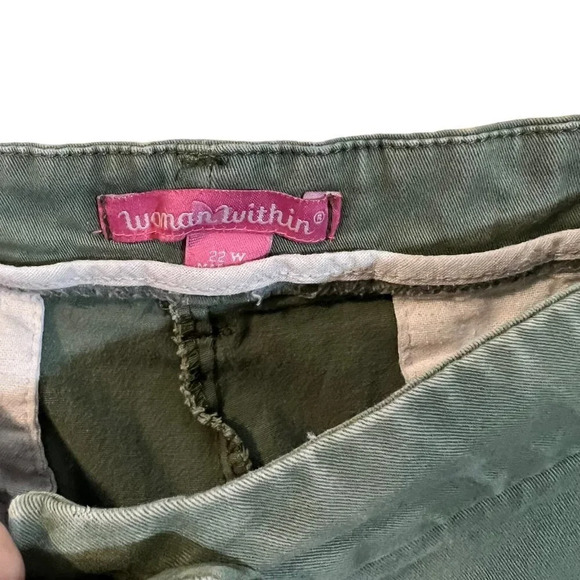 Woman Within Sage Green Pants Plus Size 22W Stretch Cotton Solid Pattern Pockets - Picture 8 of 9